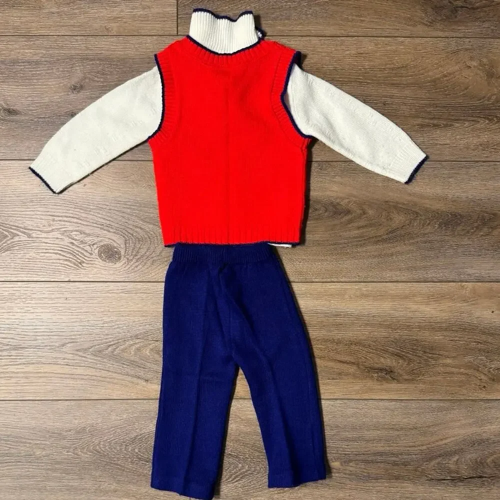True Vintage x 70s A Little Angel Original Nautical Knit Sweater Vest Set 12M